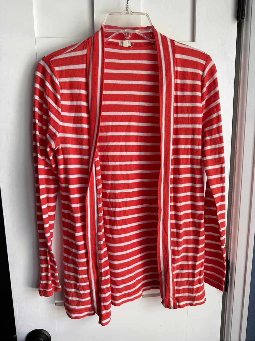 J. Crew Factory Orange and White Striped Mock Neck Sweater
